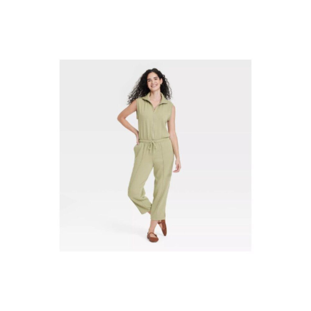 Women's Leisure Studio Fleece Jumpsuit - Universal Thread™ Small Olive Green